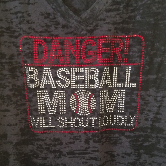 Next Level Apparel Gray T-shirt Baseball Mom - Picture 1 of 4